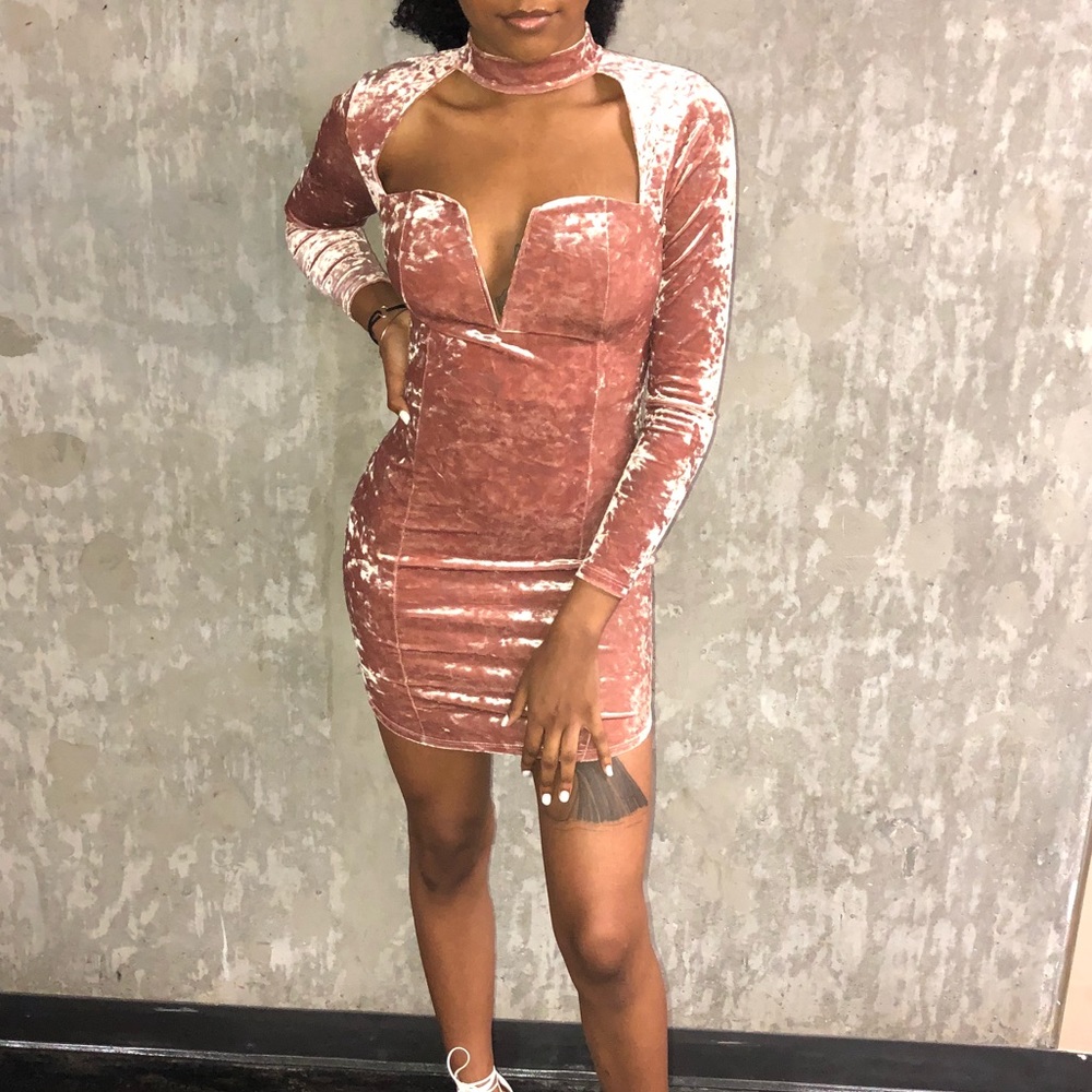 Pink velvet dress